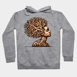 Afrocentric Woman Wooden Tree Hoodie